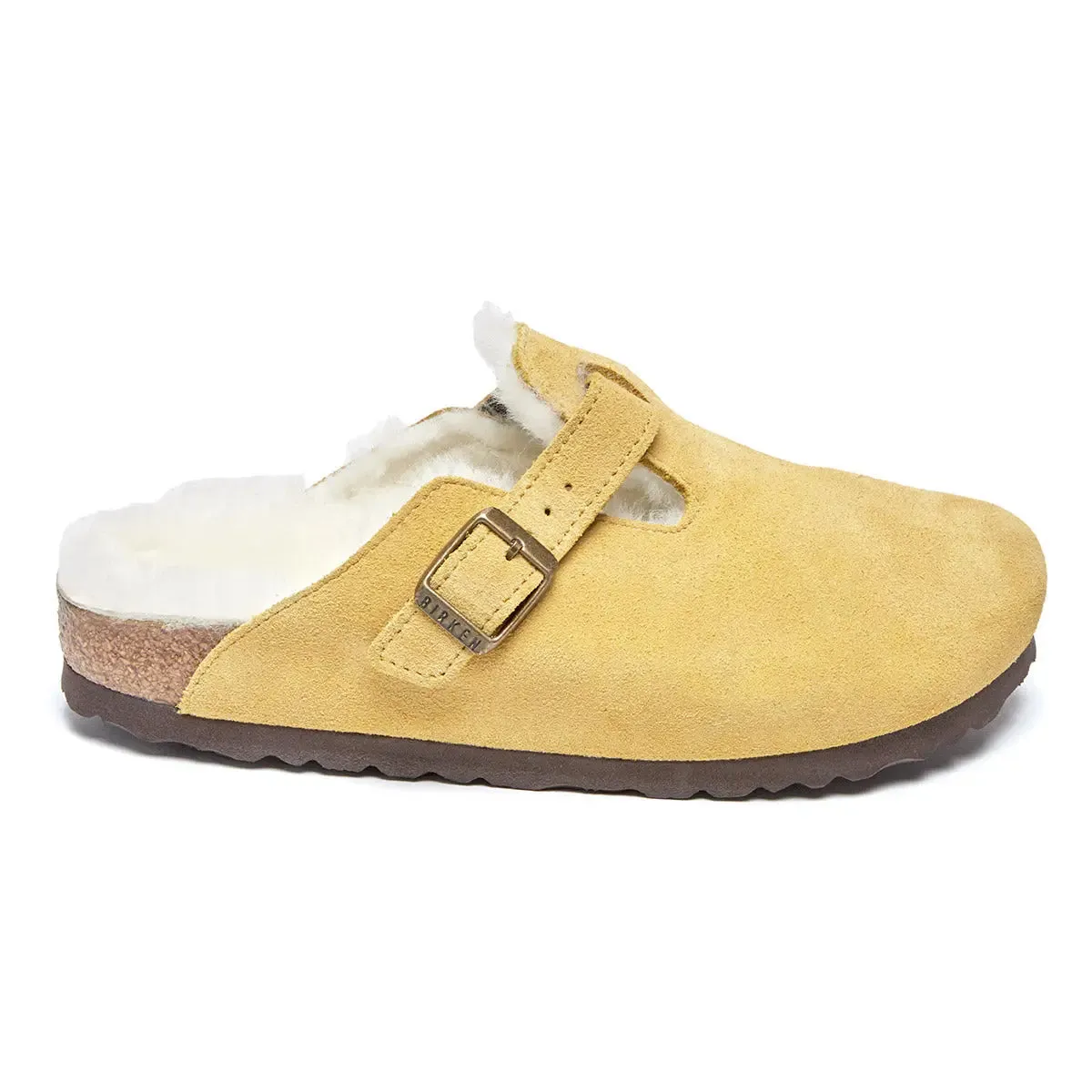 Birkenstock Boston Shearling Suede Leather Ochre-Beige Clogs sold by Zulily product image thumbnail 3