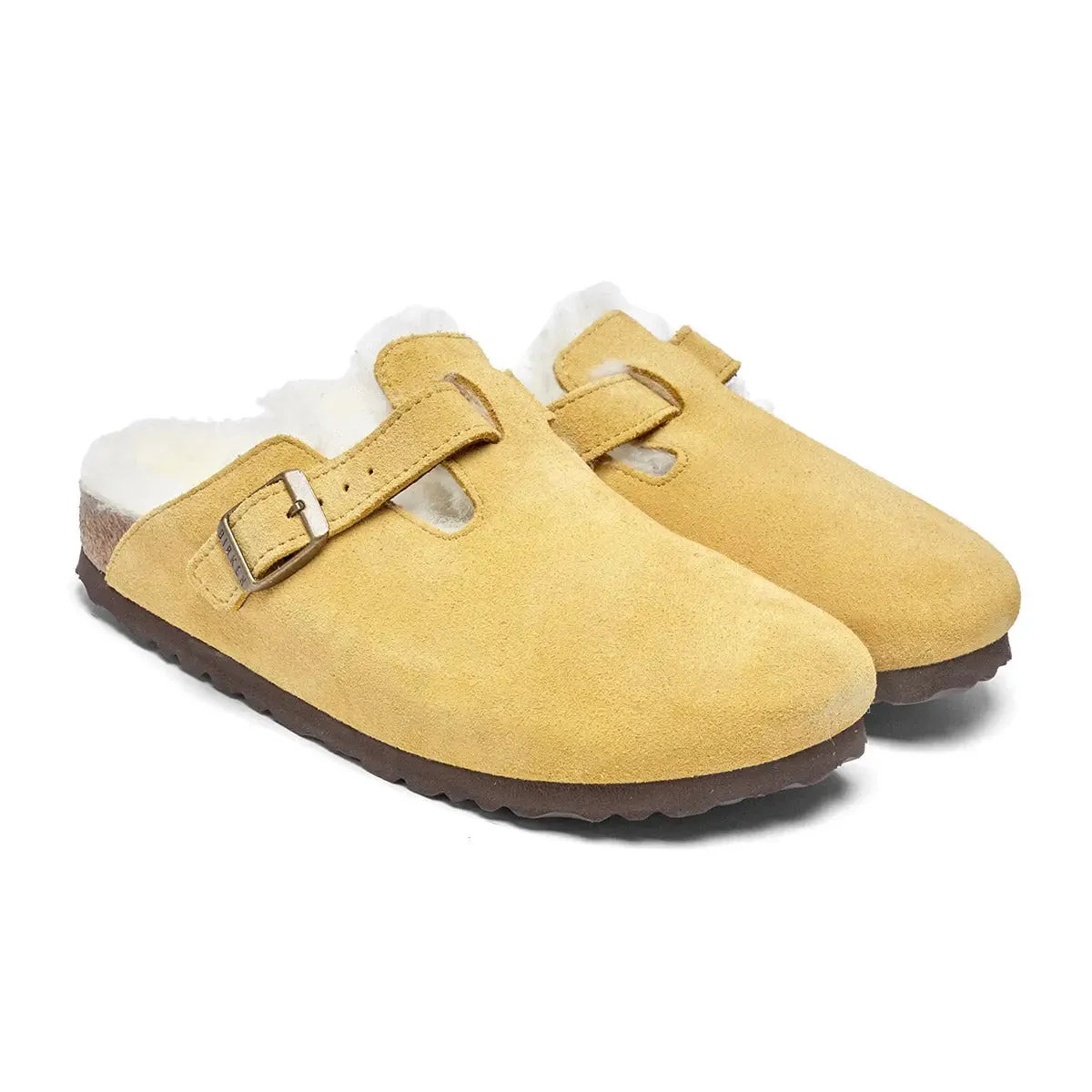Birkenstock Boston Shearling Suede Leather Ochre-Beige Clogs sold by Zulily product image thumbnail 2