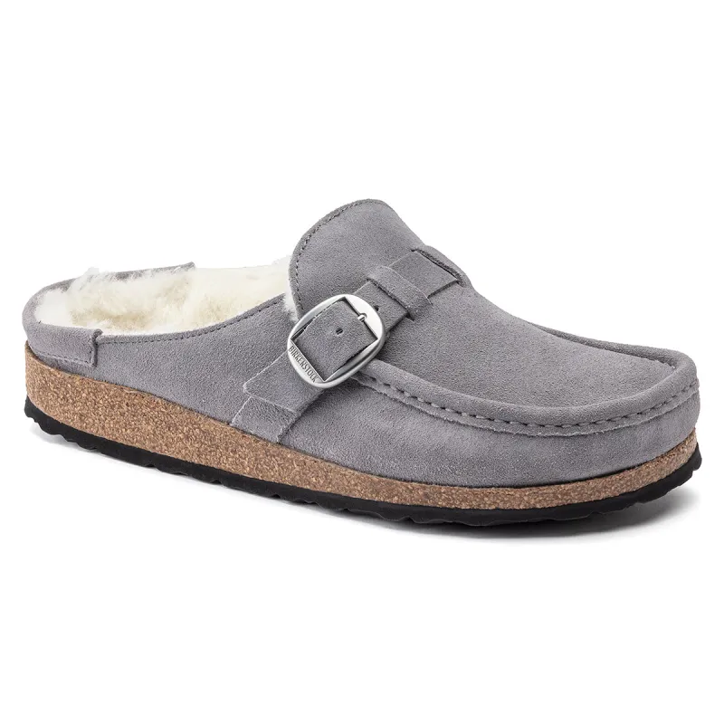 Birkenstock Buckley Shearling Suede Leather Whale Grey Clogs sold by Zulily