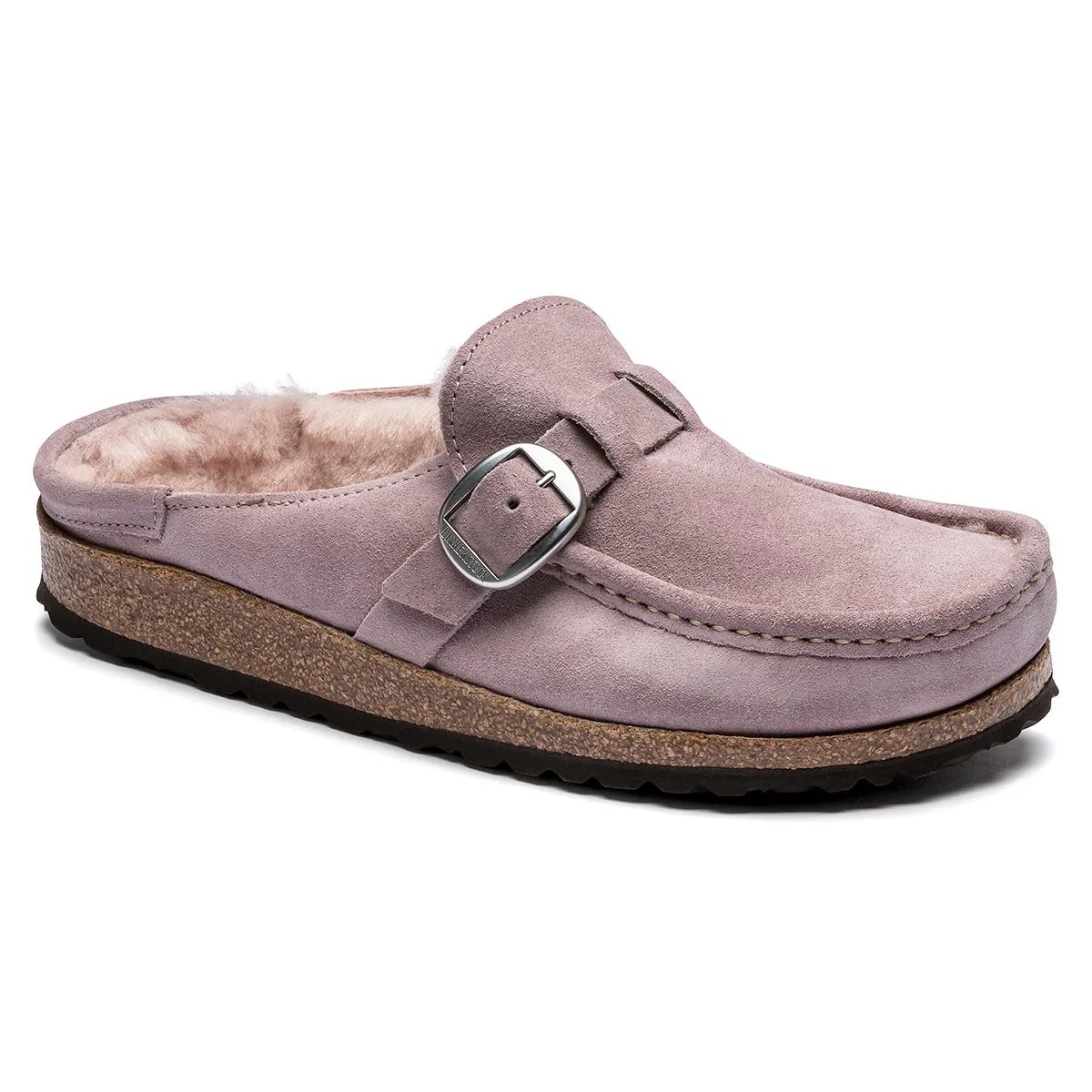 Birkenstock Buckley Shearling Suede Leather Lavender Blush Clogs sold by Zulily