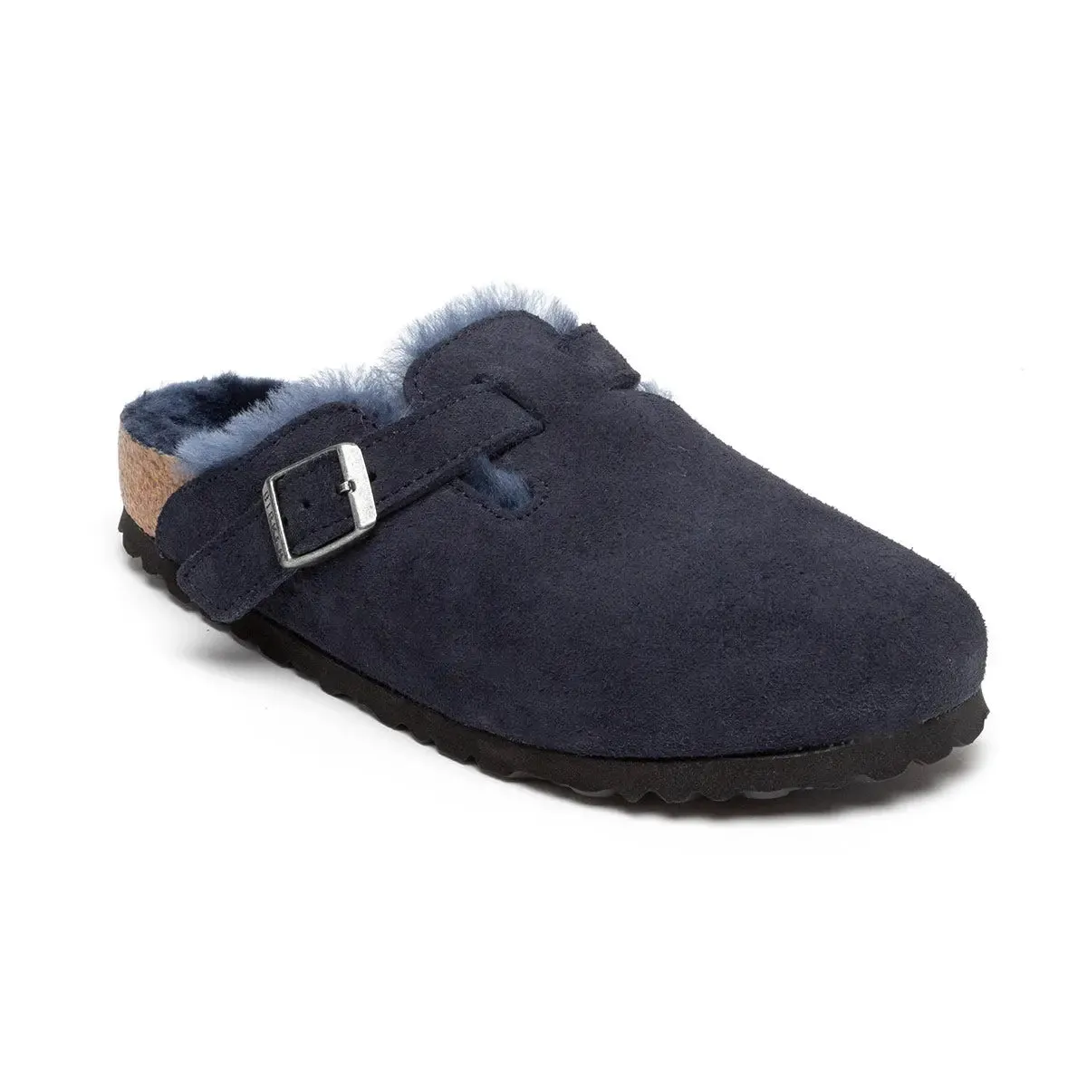 Birkenstock Boston Shearling Suede Leather Midnight Clogs sold by Zulily