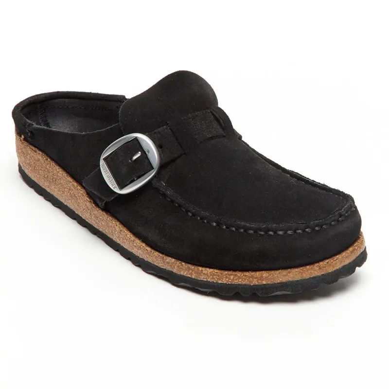 Birkenstock Buckley Suede Leather Black Clogs sold by Zulily