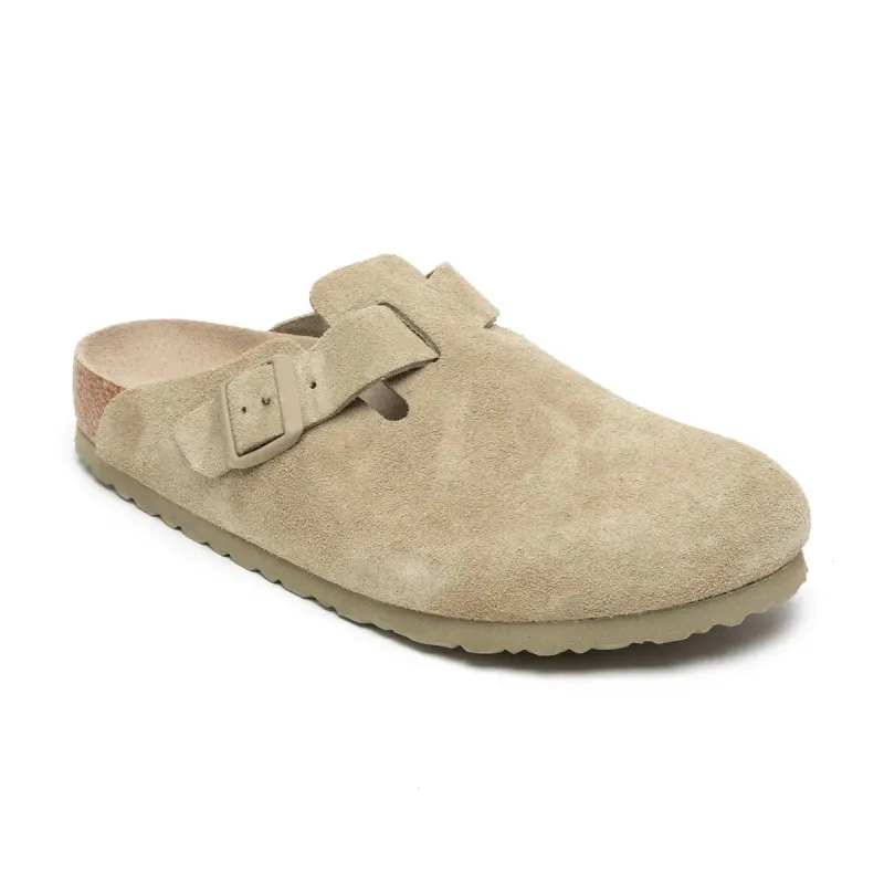 Birkenstock Boston Soft Footbed Suede Leather Cream Clogs sold by Zulily