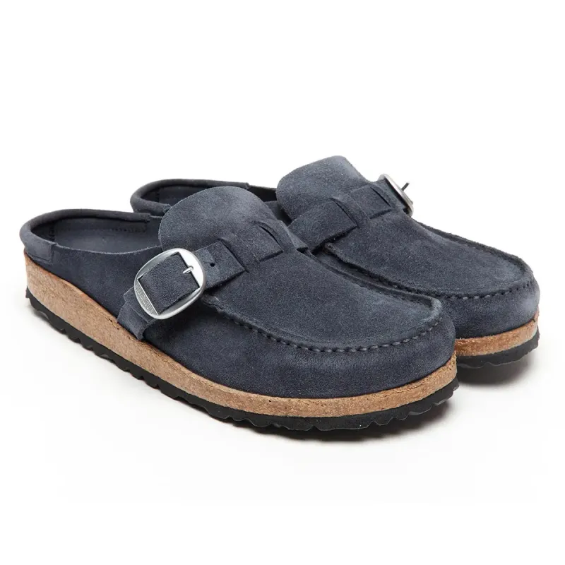 Birkenstock Buckley Suede Leather Navy Clogs sold by Zulily