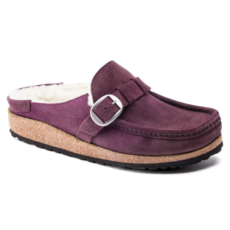 Birkenstock Buckley Shearling Suede Leather Wine Clogs sold by Zulily