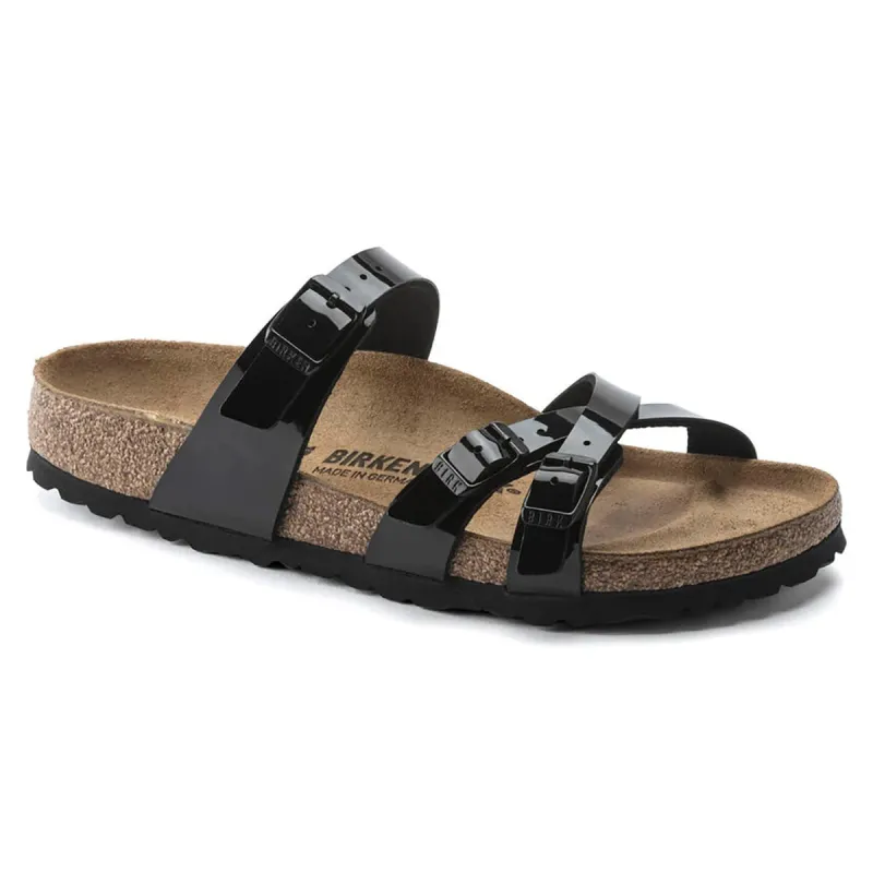 Birkenstock Franca Birko-Flor Patent Black Sandals sold by Zulily