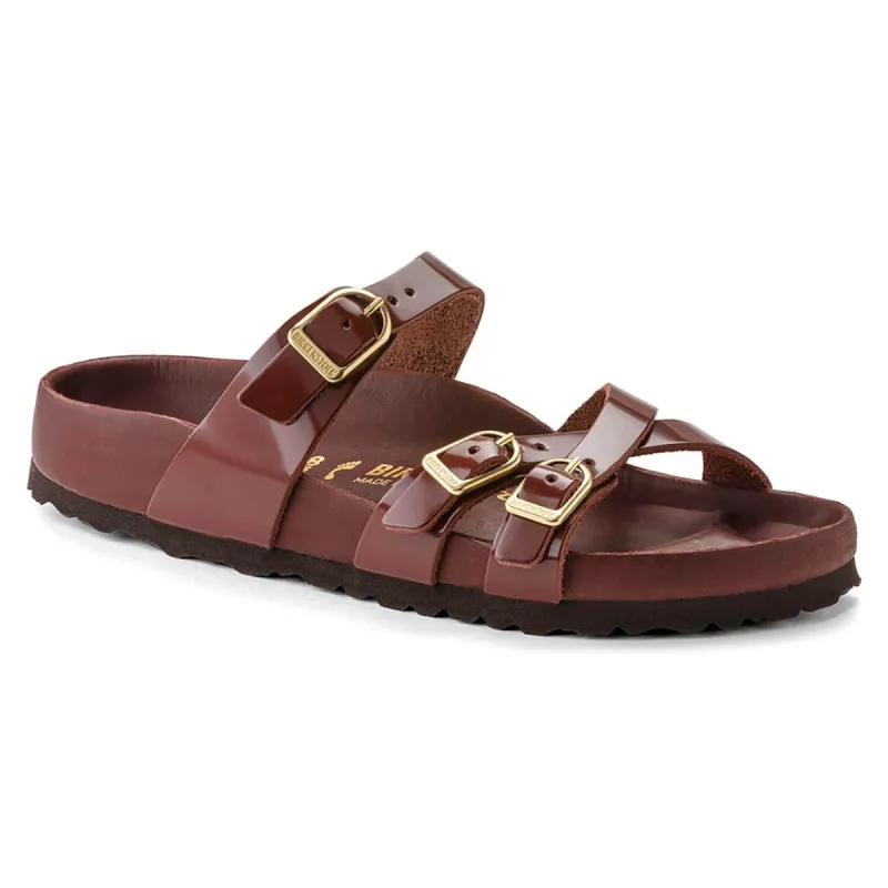 Birkenstock Franca Natural Leather Patent Chocolate Sandals sold by Zulily