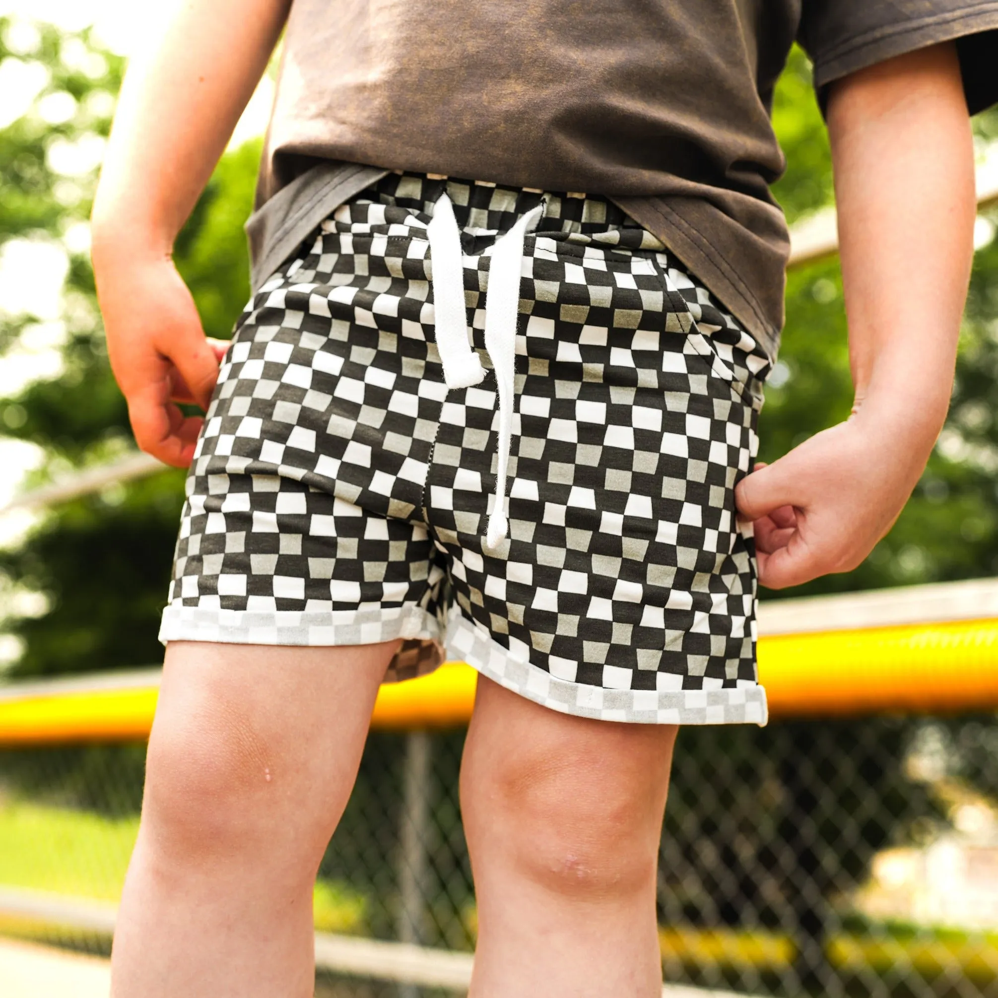 LITTLE RAD THINGS BOY'S CHECK 'YA LATER SHORTS - BLACK/GREY sold by Zulily product image thumbnail 3