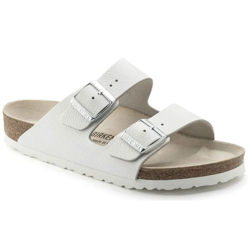Birkenstock Arizona Natural Leather White Sandals sold by Zulily