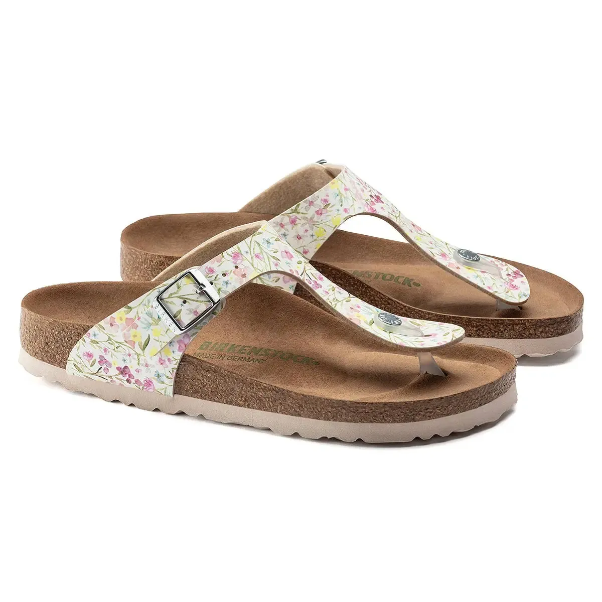 Birkenstock Gizeh Birko-Flor Vegan Watercolor Flower White Sandals sold by Zulily product image thumbnail 3