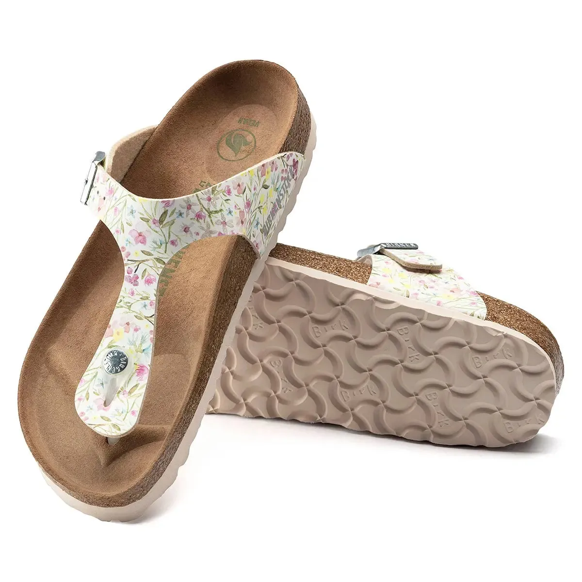 Birkenstock Gizeh Birko-Flor Vegan Watercolor Flower White Sandals sold by Zulily product image thumbnail 2