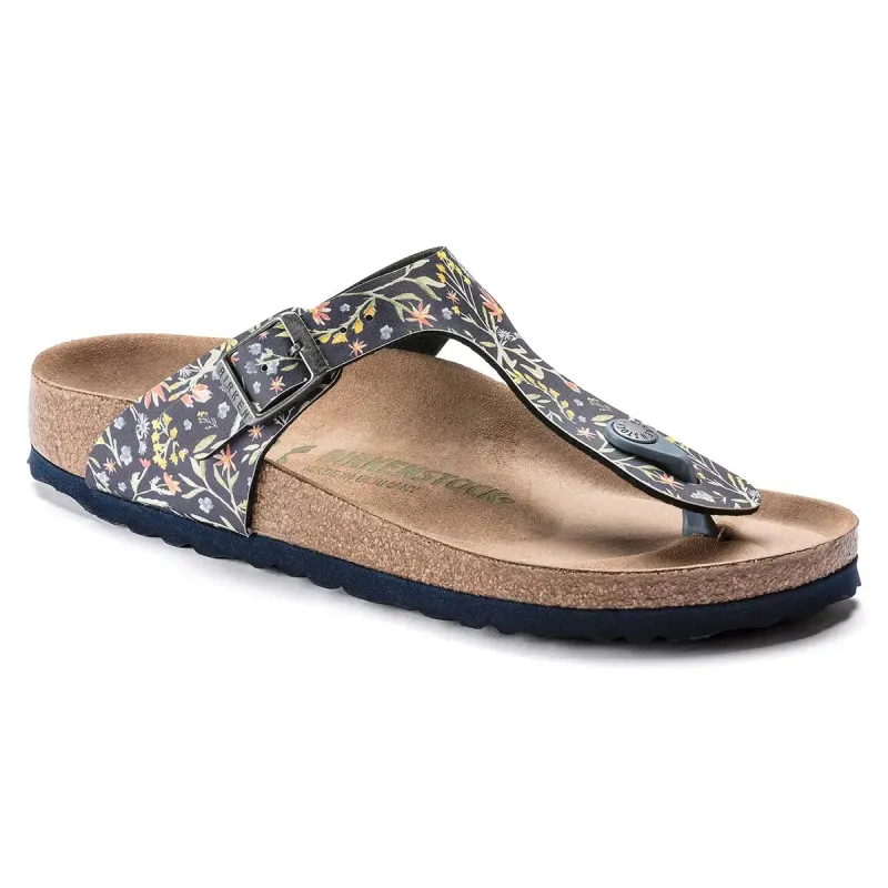Birkenstock Gizeh Birko-Flor Vegan Watercolor Flower Navy Sandals sold by Zulily