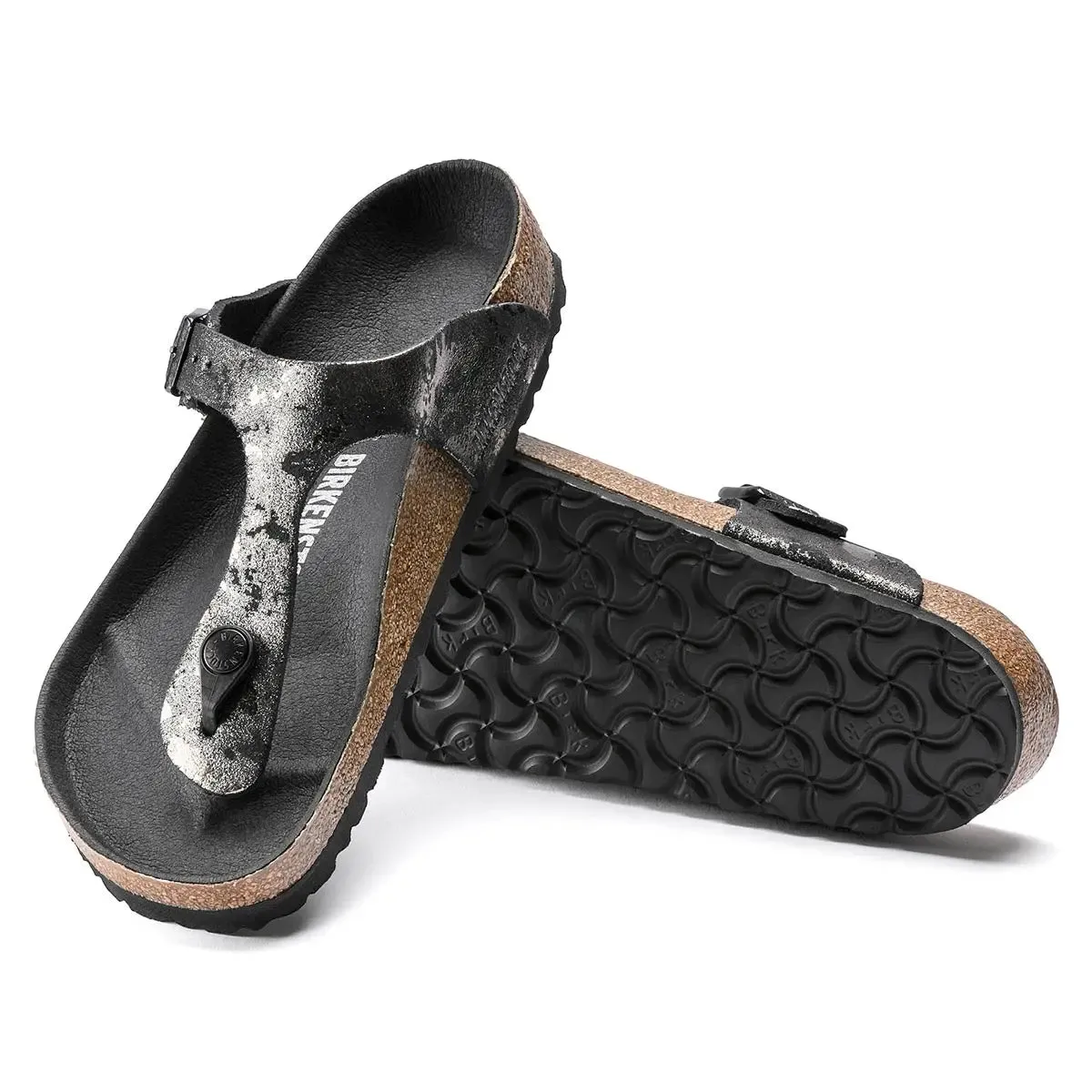 Birkenstock Gizeh Suede Leather Vintage Metallic Black Sandals sold by Zulily product image thumbnail 2