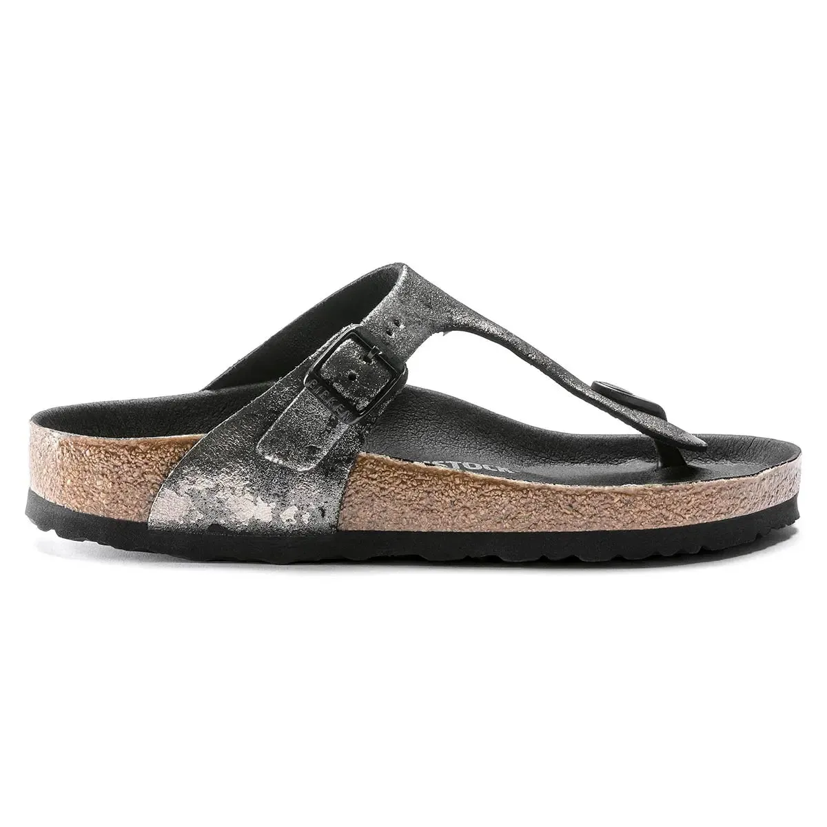 Birkenstock Gizeh Suede Leather Vintage Metallic Black Sandals sold by Zulily product image thumbnail 4