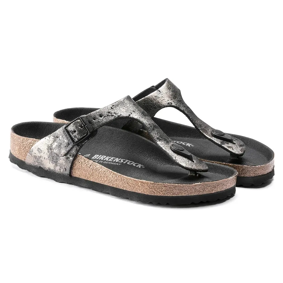 Birkenstock Gizeh Suede Leather Vintage Metallic Black Sandals sold by Zulily product image thumbnail 3