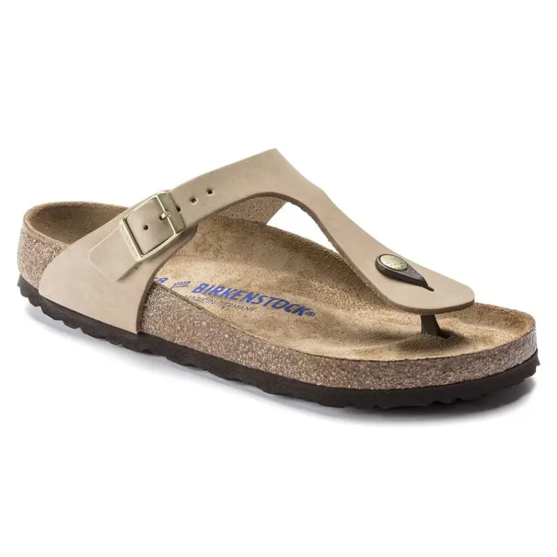 Birkenstock Gizeh Soft Footbed Nubuck Leather Sandcastle Sandals sold by Zulily