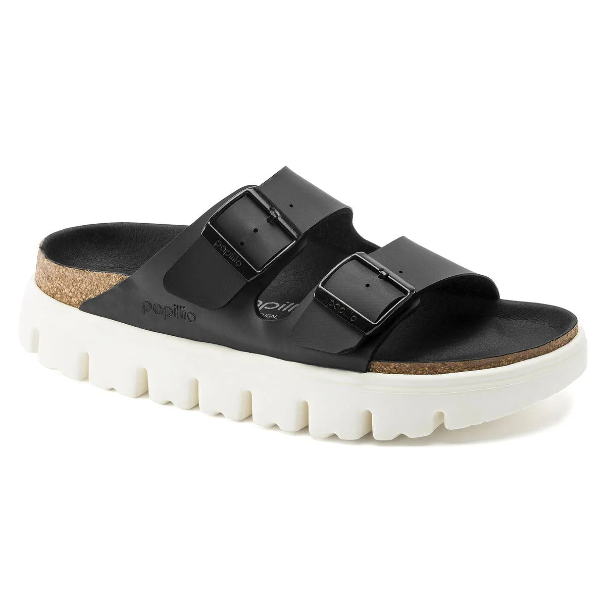 Birkenstock Women's Arizona Platform Birko-Flor Chunky Damasko Black Sandals sold by Zulily