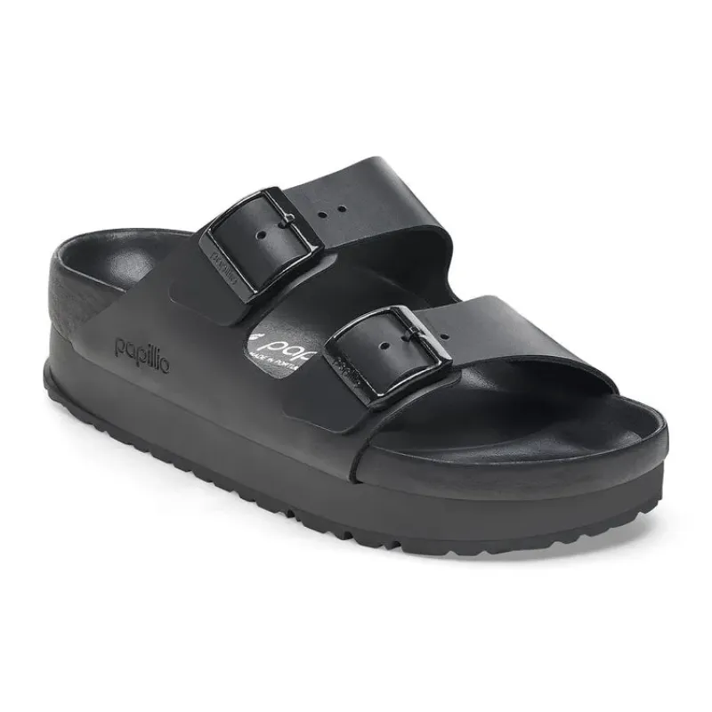 Birkenstock Women's Arizona Papillio Platform Leather Exquisite Black Sandals sold by Zulily