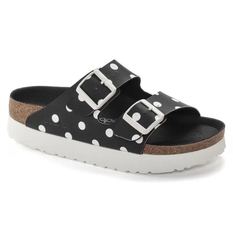 Birkenstock Women's Arizona Platform Birko-Flor Black White Dots Sandals sold by Zulily