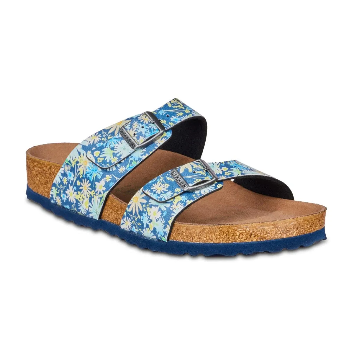 Birkenstock Sydney Vegan Birko-Flor Summer Floral Blue Sandals sold by Zulily