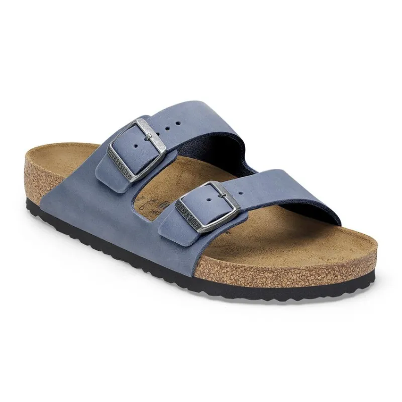 Birkenstock Arizona Natural Leather Blue Sandals sold by Zulily