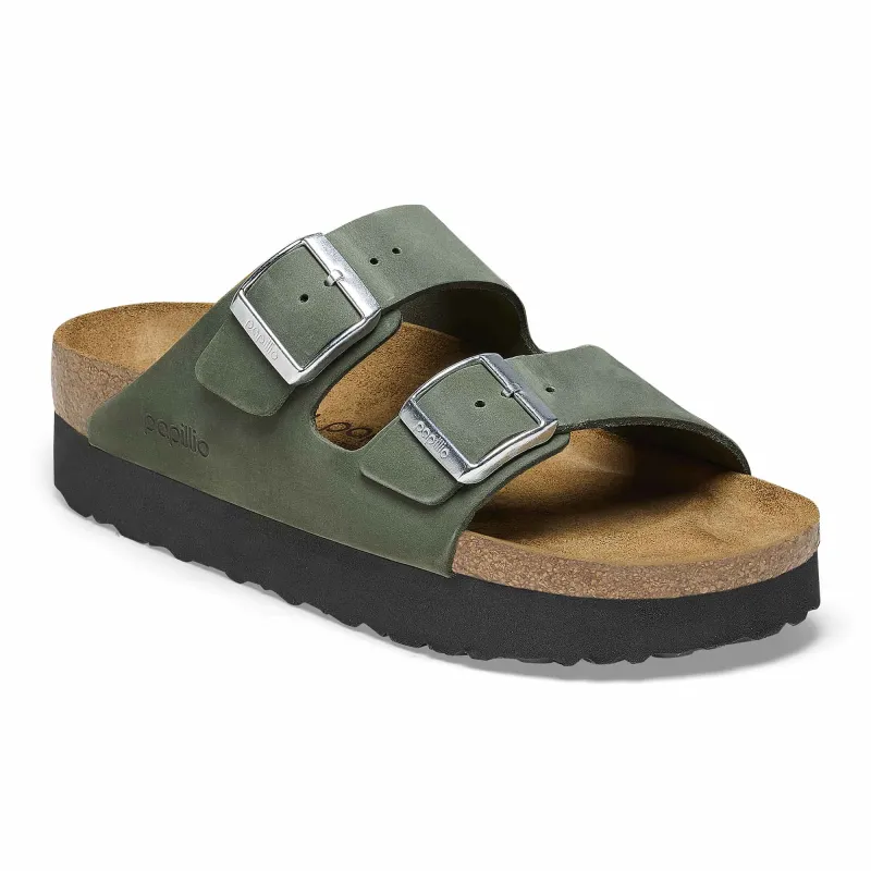 Birkenstock Arizona Pap Platform Nubuck Leather Thyme sold by Zulily