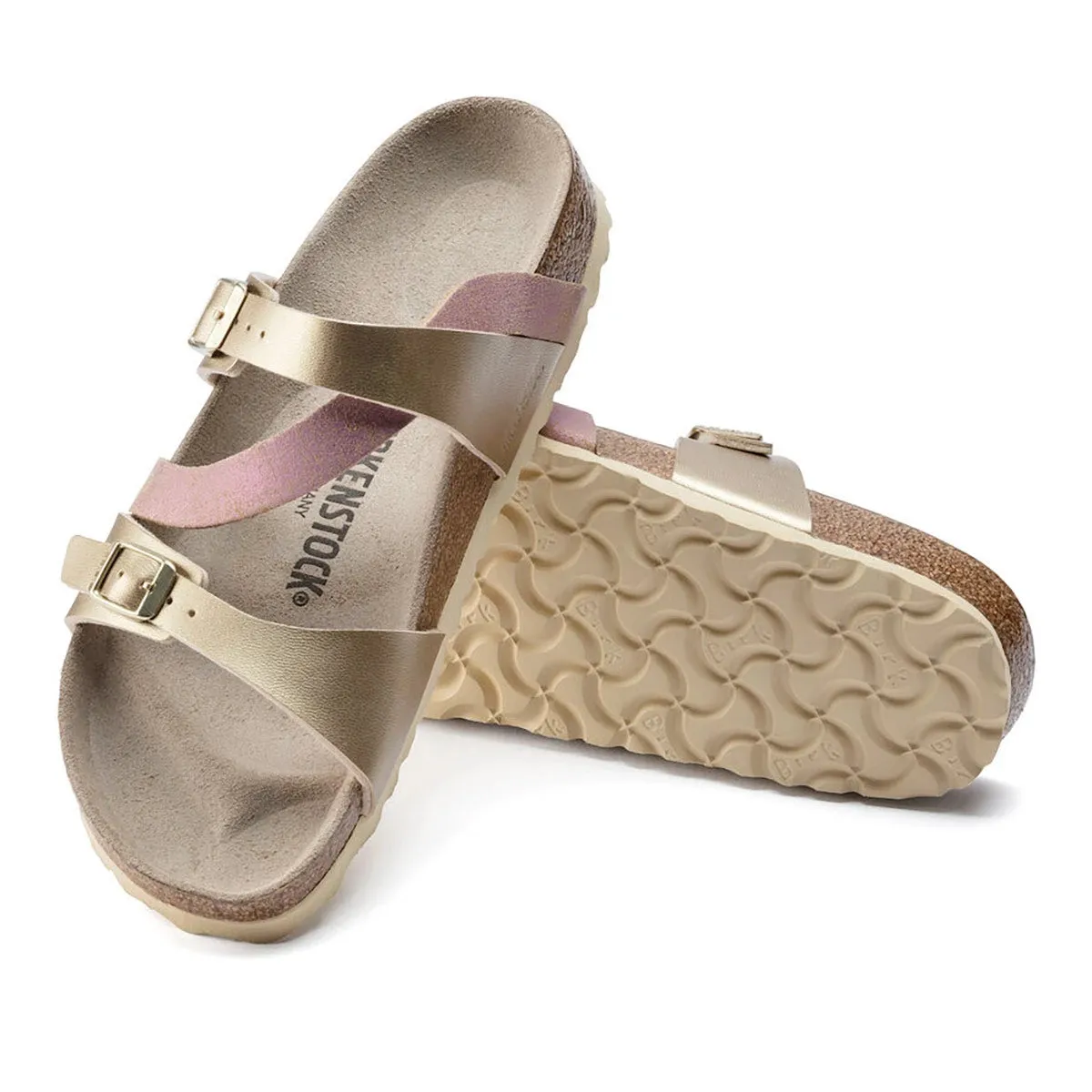 Birkenstock Salina Birko-Flor Suede Leather Gold Sandals sold by Zulily product image thumbnail 3