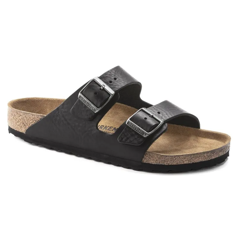 Birkenstock Arizona Grip Leather Vintage Wood Black Sandals sold by Zulily