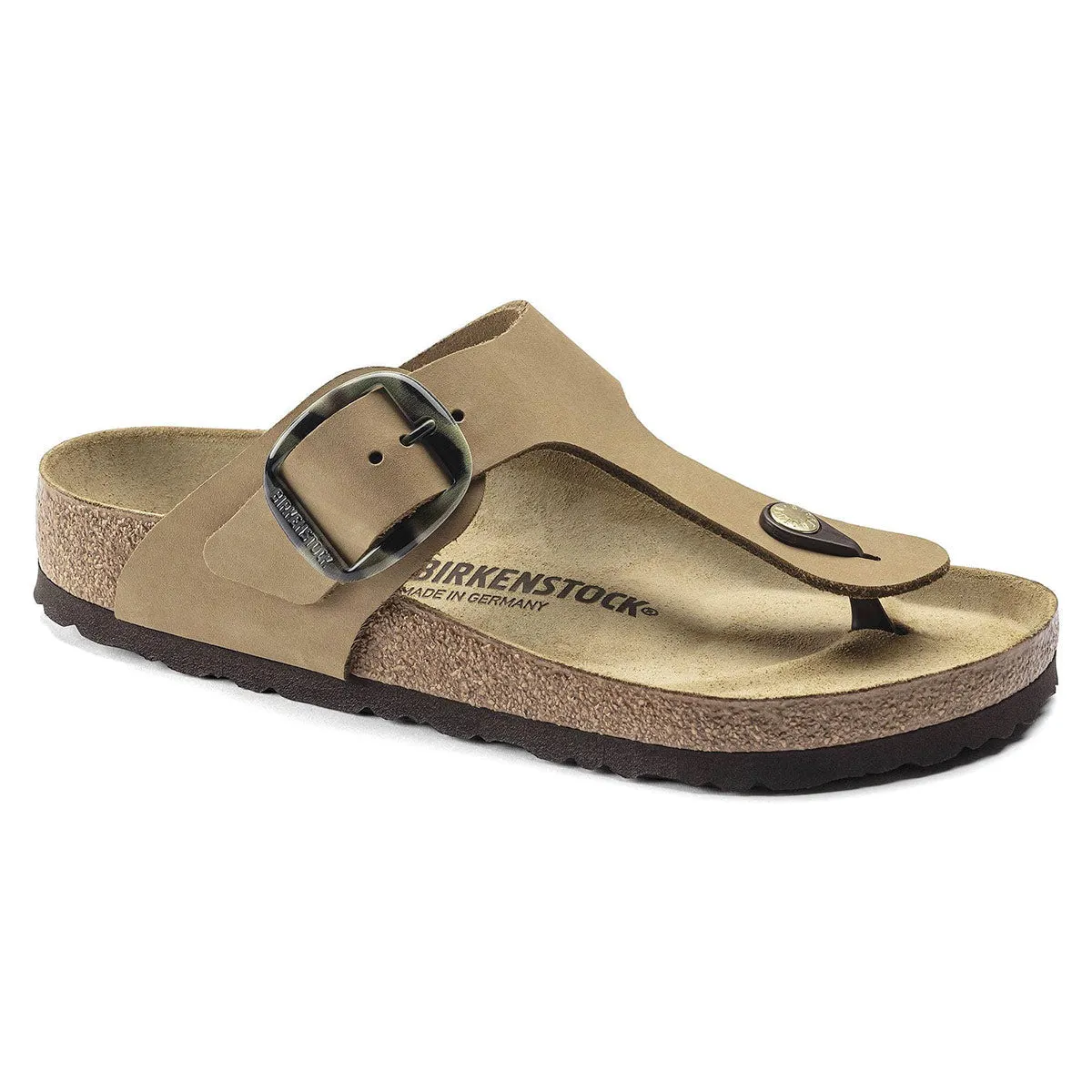 Birkenstock Gizeh Big Buckle Nubuck Leather Mud Green Sandals sold by Zulily