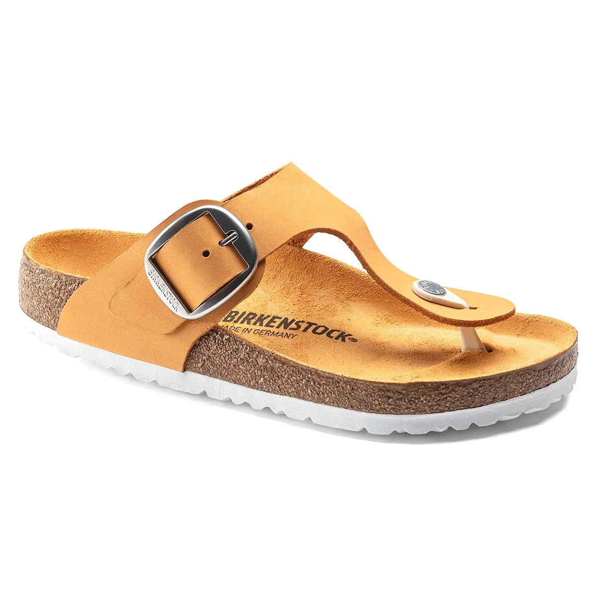 Birkenstock Gizeh Big Buckle Nubuck Leather Apricot Sandals sold by Zulily