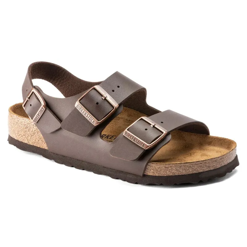 Birkenstock Milano Natural Leather Dark Brown Sandals sold by Zulily