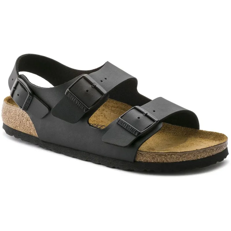 Birkenstock Milano Birko-Flor Black Sandals sold by Zulily