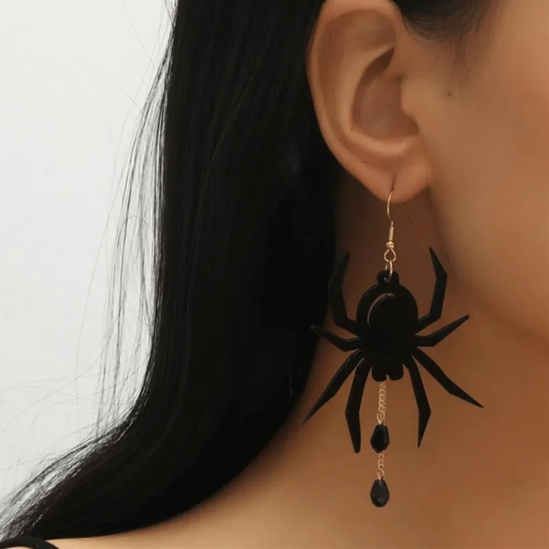 Goldtone Black Spider Statement Drop Earrings sold by Zulily