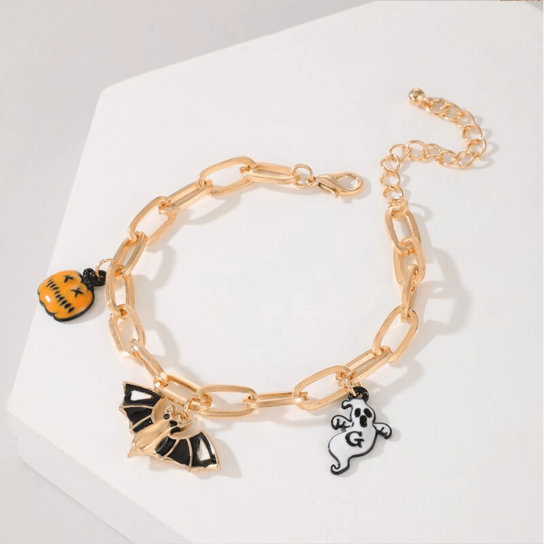 Goldtone Bracelet With Spooky Halloween Charms sold by Zulily