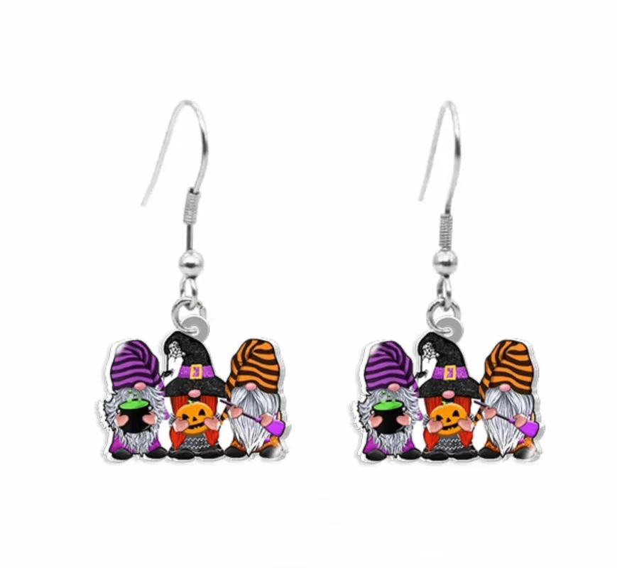 Purple & Orange Halloween Gnomes Drop Earrings sold by Zulily