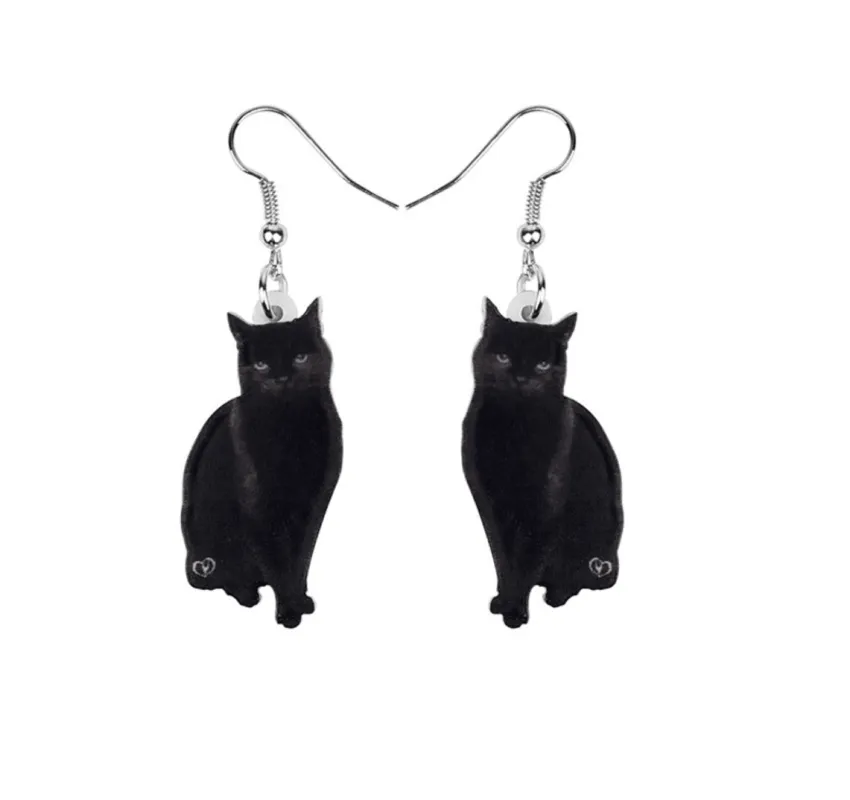 Black Cat Drop Earrings sold by Zulily