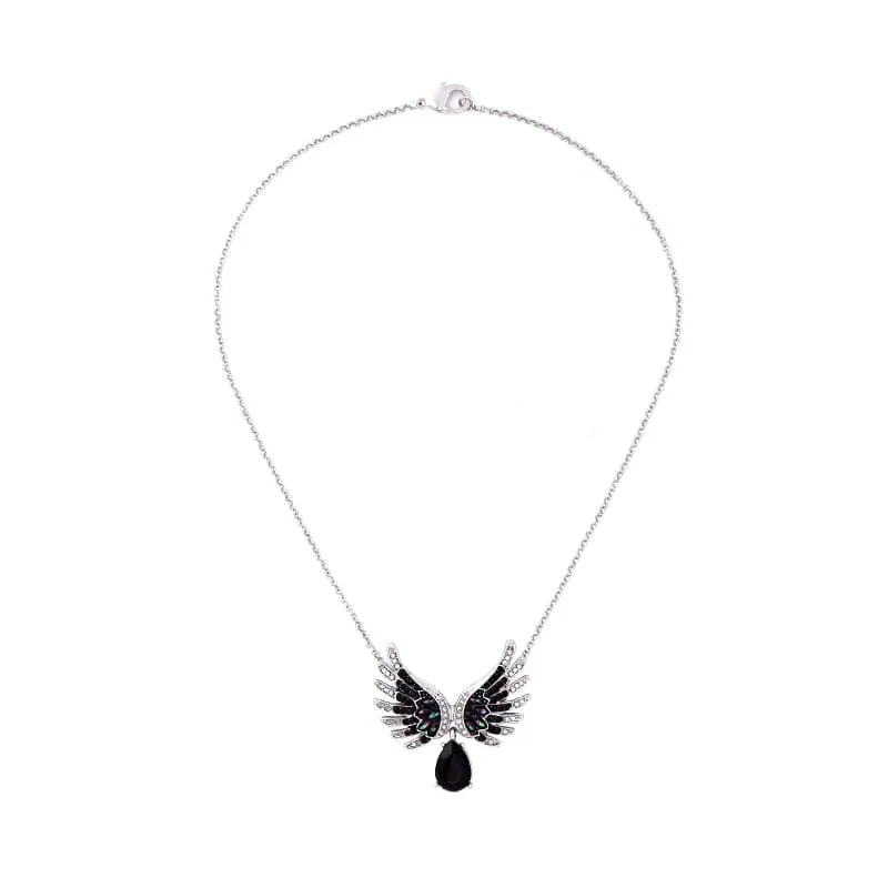 Silvertone Black Angel Pendant Necklace sold by Zulily