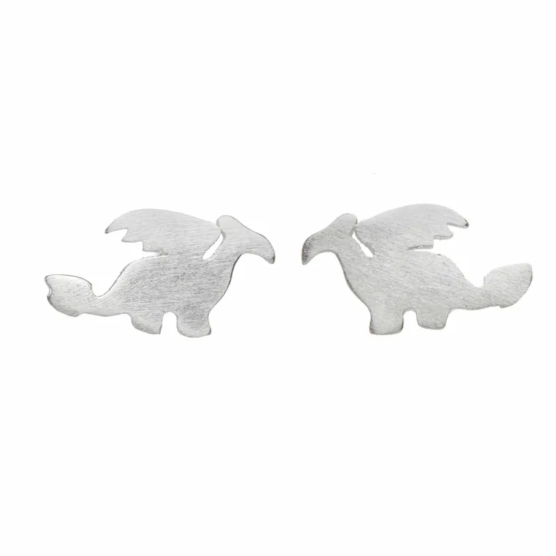 Silvertone Dragon Stud Earrings sold by Zulily