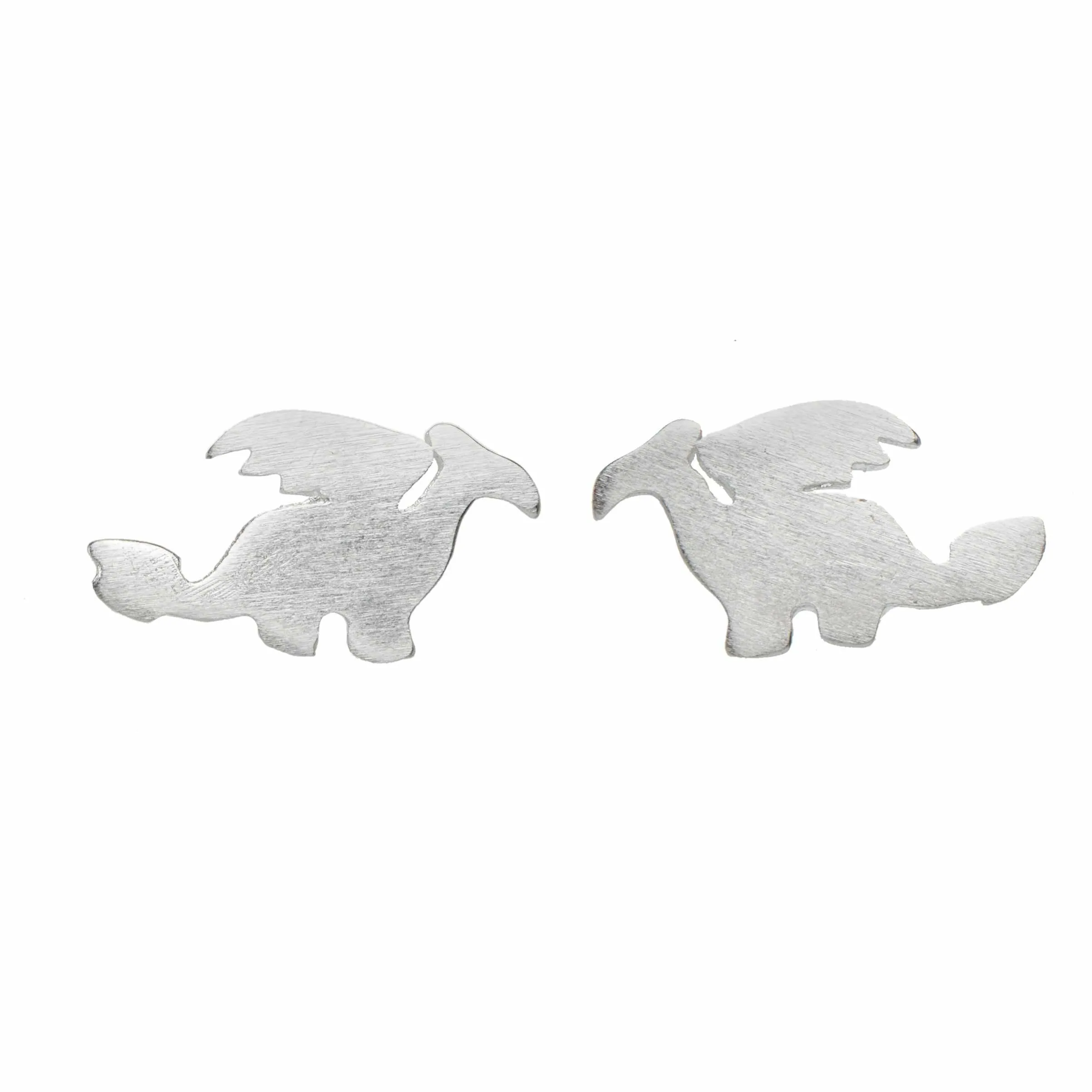 Silvertone Dragon Stud Earrings sold by Zulily