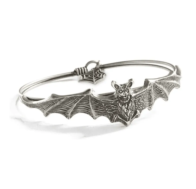 Silvertone Bat Bangle Bracelet sold by Zulily