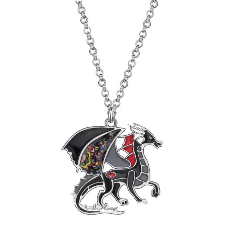 Silvertone Black Dragon Pendant Necklace sold by Zulily
