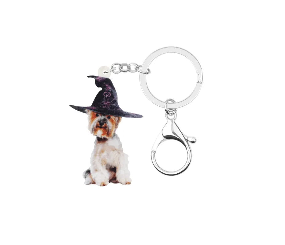 Dog In Witch Hat Keychain sold by Zulily