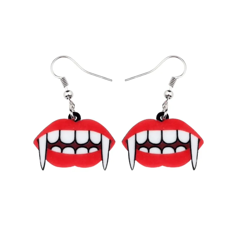 Red Lips With Fangs Drop Earrings sold by Zulily