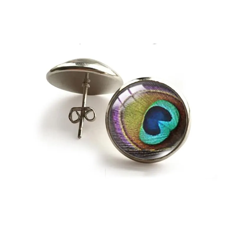Peacock Circular Stud Earrings sold by Zulily