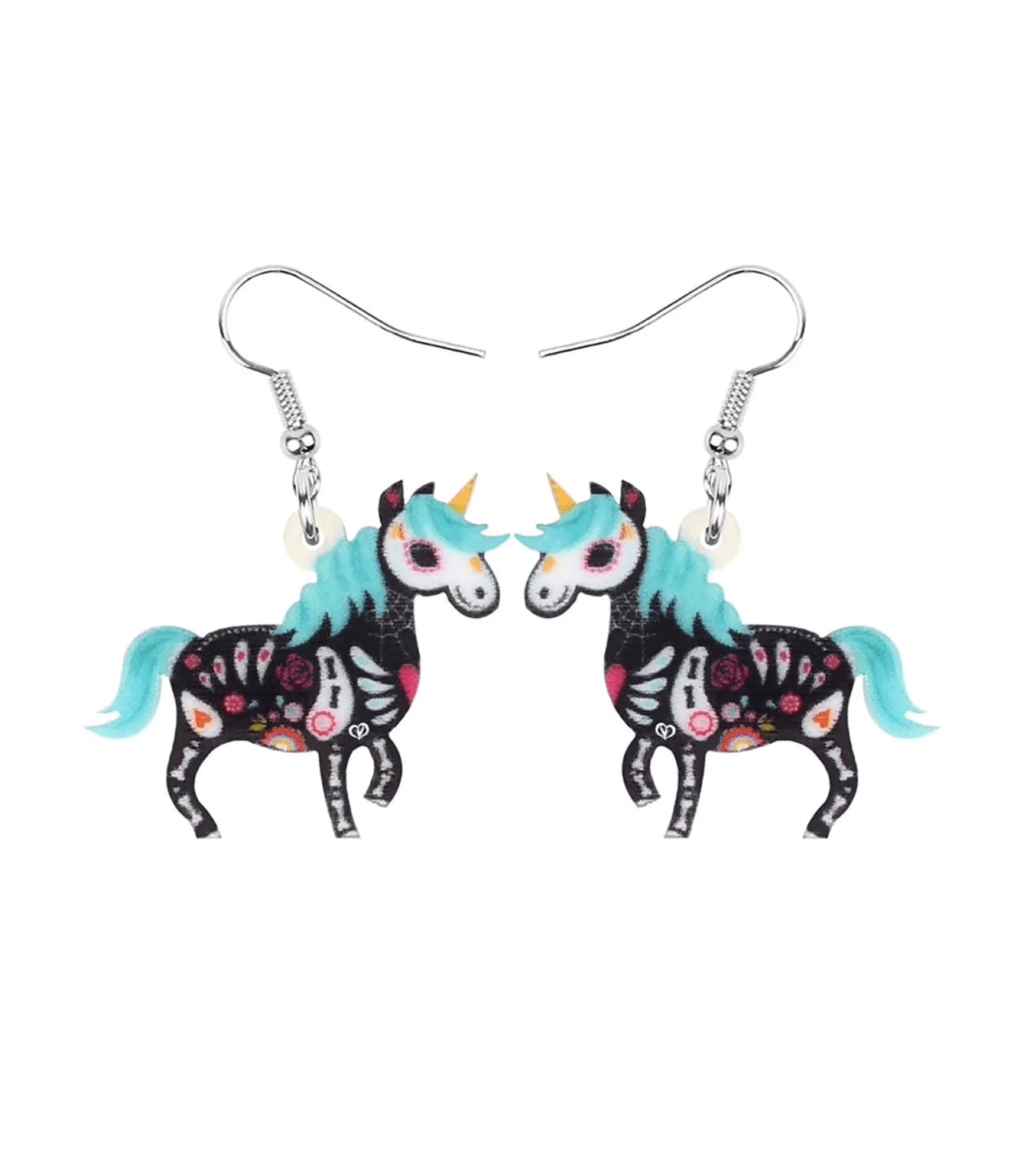 Black Blue Skeleton Horse Drop Earrings sold by Zulily