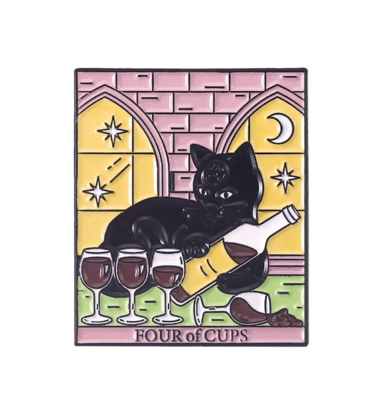 four Of Cups' Black Cat Rectangular Brooch sold by Zulily
