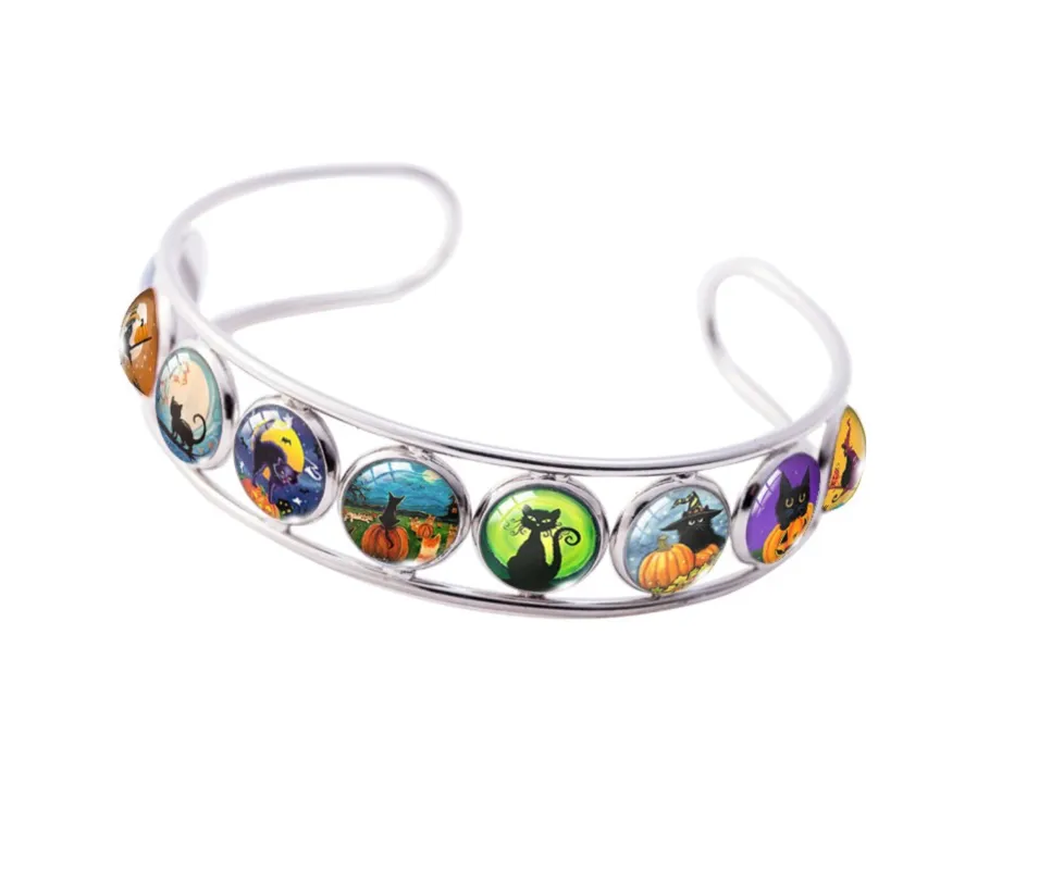 Halloween Cats Button Cuff Bracelet sold by Zulily