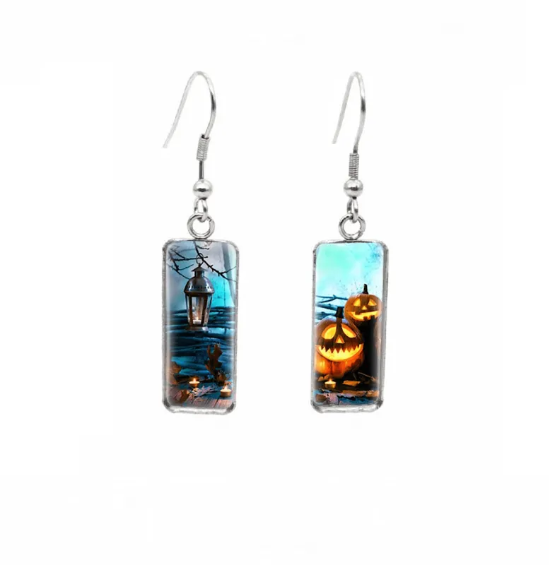 Halloween Themed Rectangular Drop Earrings - Spooky Jack-O-Lantern sold by Zulily