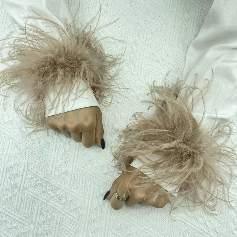 Sand Ostrich Feather Bracelet sold by Zulily