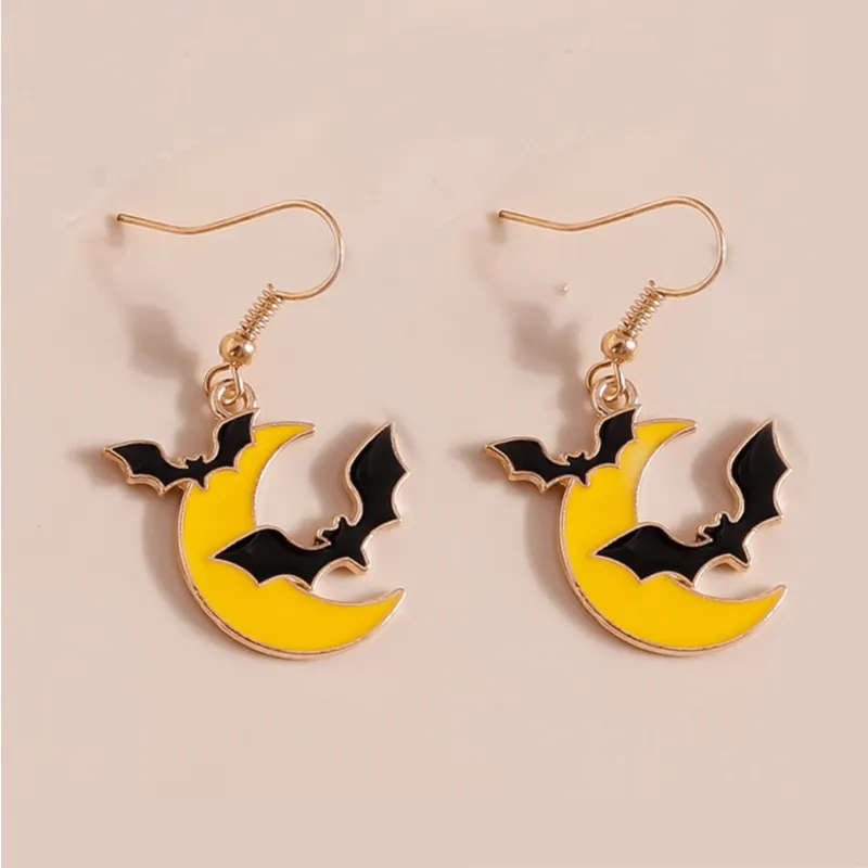 Black Bats Flying Over Crescent Moon Drop Earrings sold by Zulily